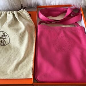HERMES Pink Milo Clou De Selle Lambskin Crossbody